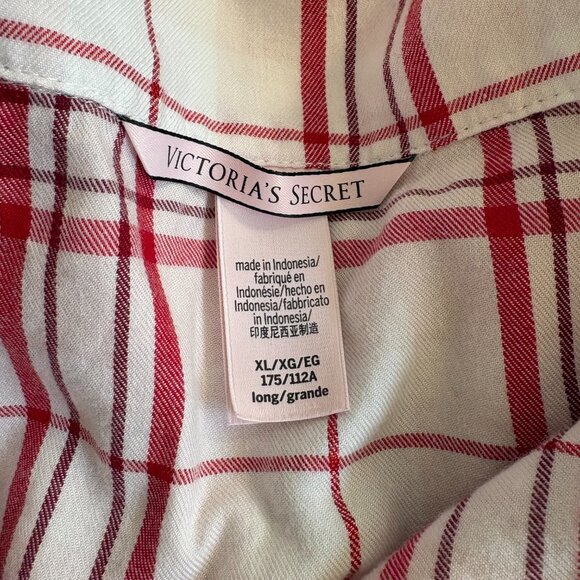 Victoria's Secret Women's Flannel Long Pajama Set Pink, Off White Plaid Size XL - Picture 2 of 7
